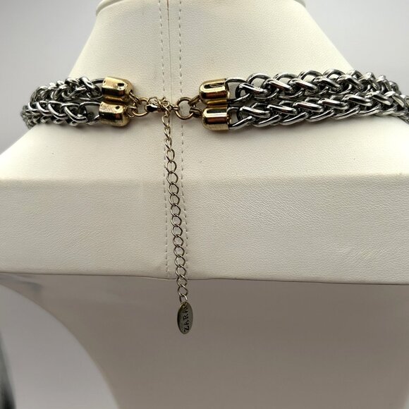 Zara Statement Necklace Silver Gold Tone Chunky Chain Geometric Charms Bold - Picture 9 of 13